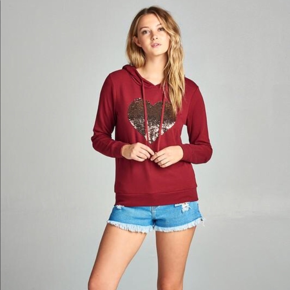 Sequin Heart Hoodie